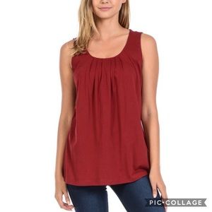 ✨Host Pick✨Cherry Pleated Tank, M